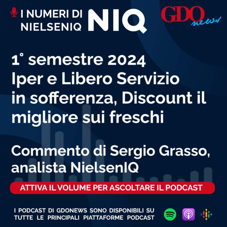I numeri di NIQ – 1° semestre 2024: iper e libero servizio in sofferenza, discount il migliore sui freschi