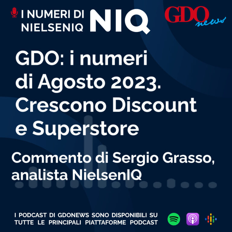 I numeri di NIQ-NielsenIQ – GDO: i numeri di Agosto 2023. Crescono discount e superstore