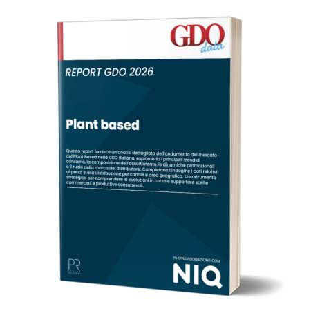 3D book cover: 'Plant based' report, GDO data, 2026 edition with NIQ logo