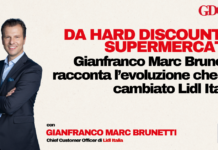 Da hard discount a supermercato: Gianfranco Marc Brunetti racconta l’evoluzione che ha cambiato Lidl Italia Promotional banner with Gianfranco Marc Brunetti for Lidl Italia; headline on Lidl’s evolution from hard discount to supermarket; Lidl logo visible (bottom-right).