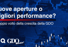 Nuove aperture o migliori performance? Il doppio volto della crescita della GDO Copertina di articolo: confronto tra nuove aperture e migliori performance della GDO, con grafici di mercato su sfondo blu e logo NIQ GDO News.