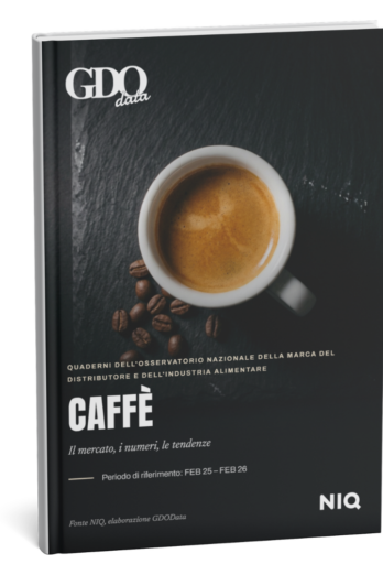 Cover image of a magazine titled CAFFÈ, showing a white espresso cup and coffee beans on a dark surface with GDOD data branding.