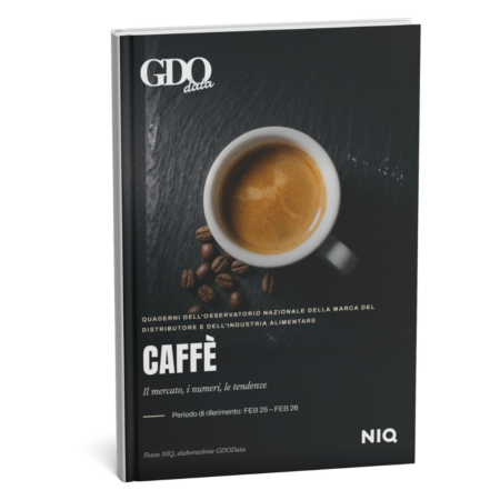 Cover image of a magazine titled CAFFÈ, showing a white espresso cup and coffee beans on a dark surface with GDOD data branding.