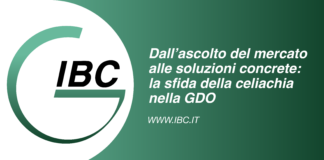 Dall’ascolto del mercato alle soluzioni concrete: la sfida della celiachia nella GDO IBC logo on the left with a green gradient banner containing the Italian headline about market insights and gluten-free solutions in grocery retail (GDO).