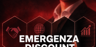 Banner promozionale: Emergenza Discount 2026, primo semestre, con icone di collaborazione, crescita e obiettivi visivi