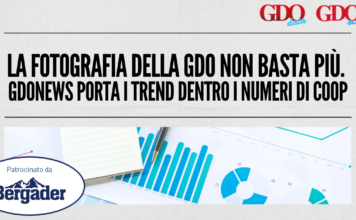 La fotografia della GDO non basta più, il dossier dedicato ai trend delle prestazioni delle Coop d’Italia Header banner for a GDO News article: 'La fotografia della GDO non basta più...' with GDO data and GDO News logos, and Bergader sponsor badge.
