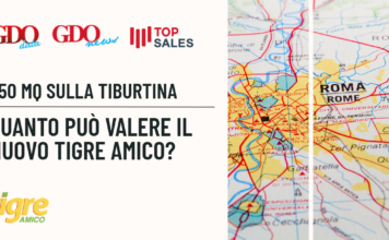 250 mq sulla Tiburtina: quanto può valere il nuovo Tigre Amico? Header image for a news article: logos on the left, bold Italian headlines about 250 mq sulla Tiburtina and the value of the new Tigre Amico, with a map of Rome on the right.