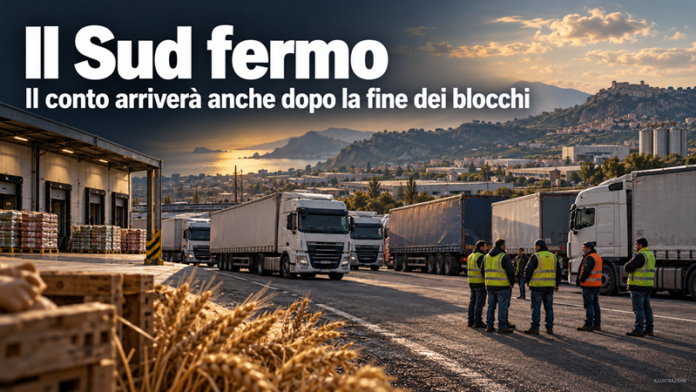 Camion fermi nella logistica del Sud-1